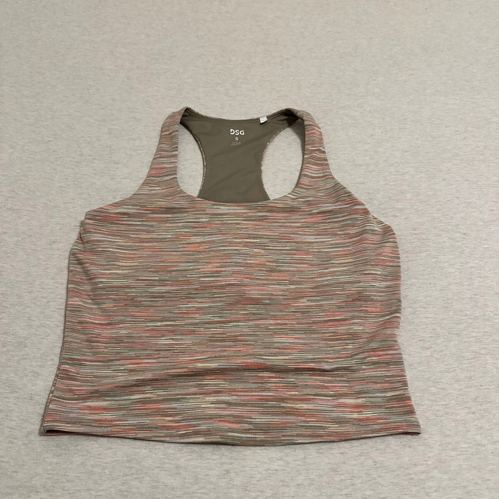 DSG Womens Space Dye Racerback Tank Top with Built-in Shelf Bra Multicolor Small